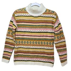 Talbots‎ Turtle Neck Fair Isle Sweater Womens XS Long Sleeve Pullover Colorful